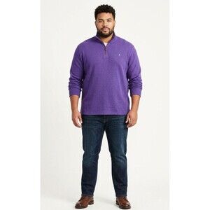 Ralph Lauren Polo Men's Purple 1/4 Zip Knit Sweater Cotton Pullover XXL 2XL EUC